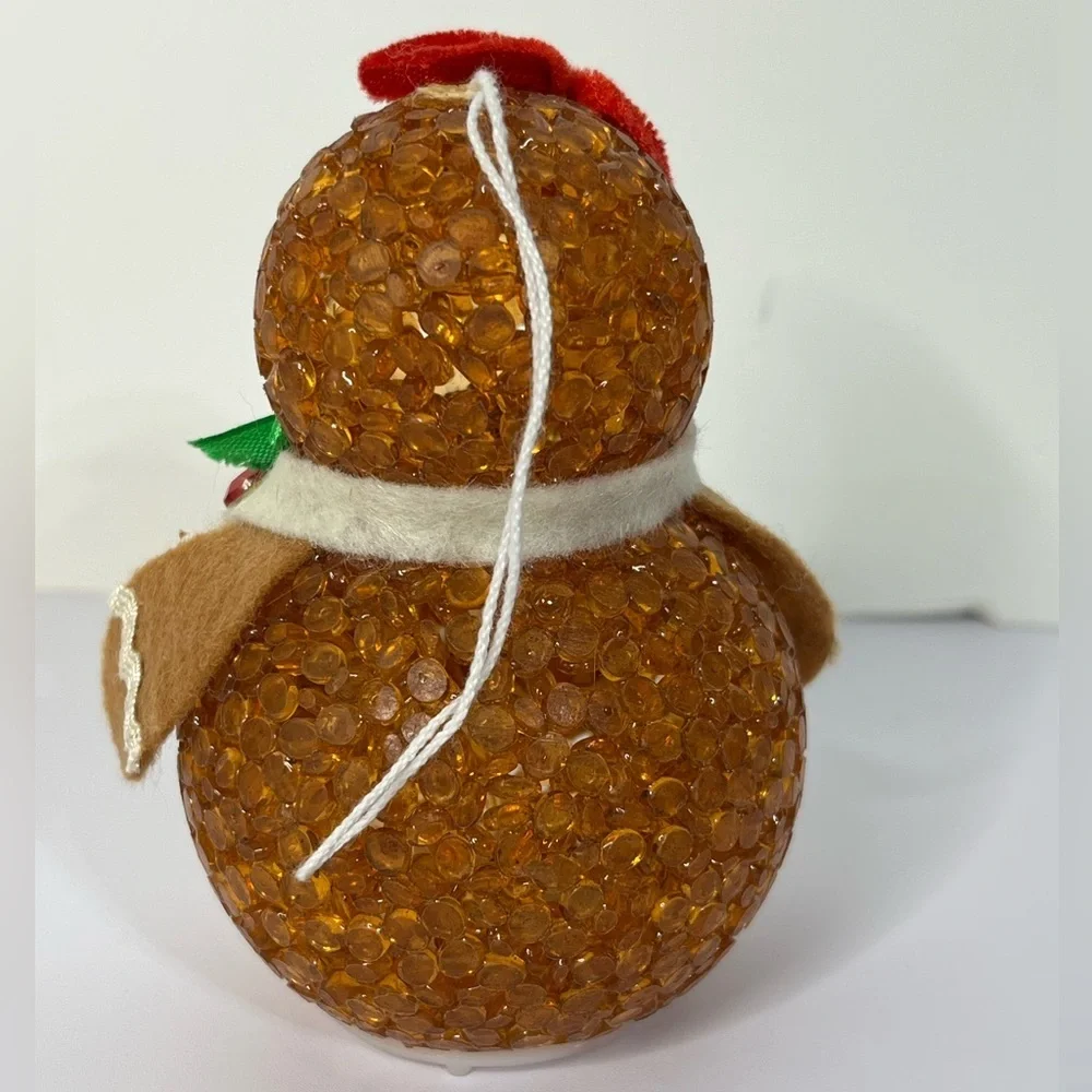 Color Changing Set of 4 Plastic Popcorn Gingerbread Men Women Christmas Ornament
